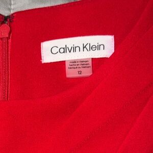 Calvin Klein Bright Red Midi Sheath Dress